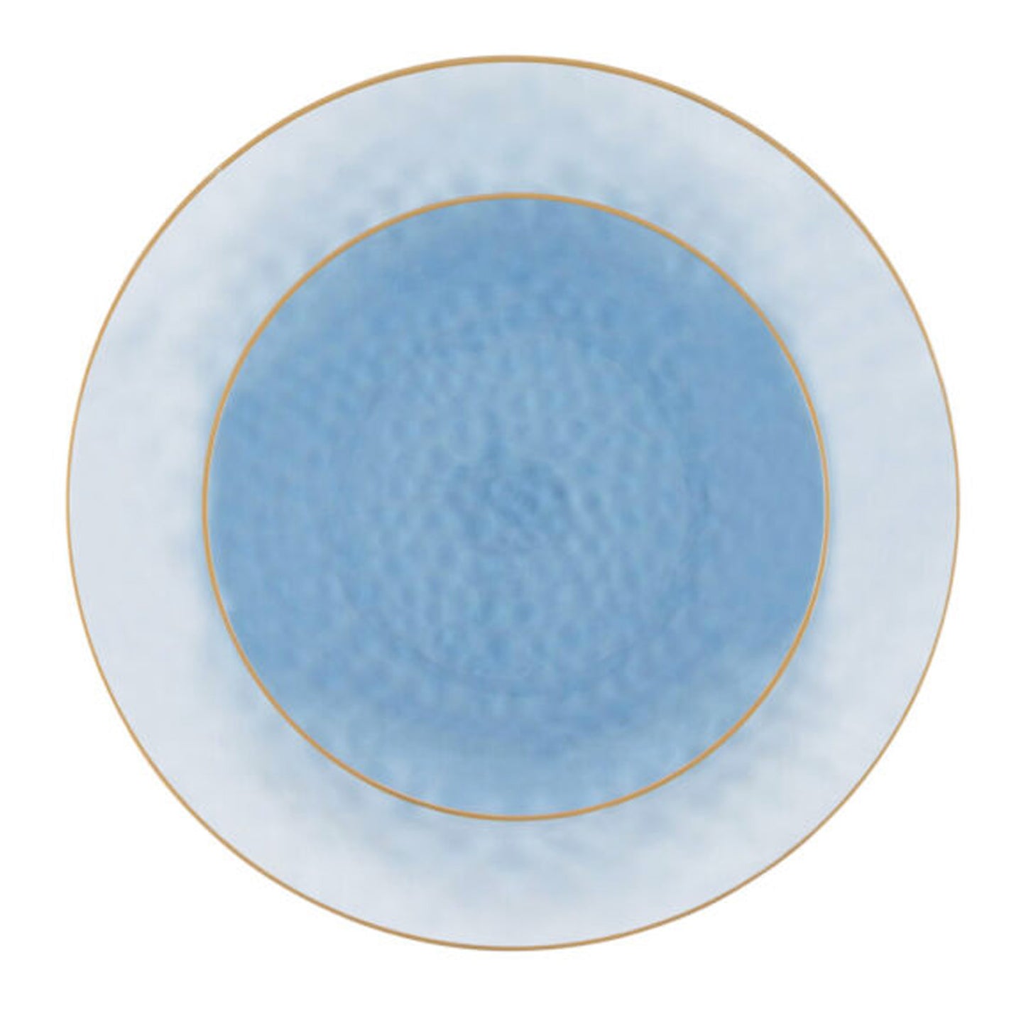 Organic Hammered Blue Gold Rim 7″ Plates Tablesettings Blue Sky   