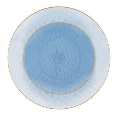 Organic Hammered Blue Gold Rim 7″ Plates Tablesettings Blue Sky   