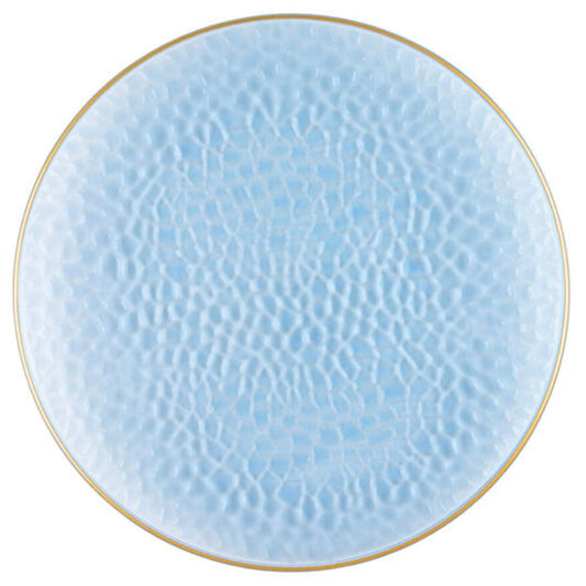 Organic Hammered Blue Gold Rim 10″ Plates Tablesettings Blue Sky 10 Pieces  