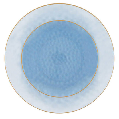 Organic Hammered Blue Gold Rim 10″ Plates Tablesettings Blue Sky   