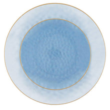 Organic Hammered Blue Gold Rim 10″ Plates Tablesettings Blue Sky   