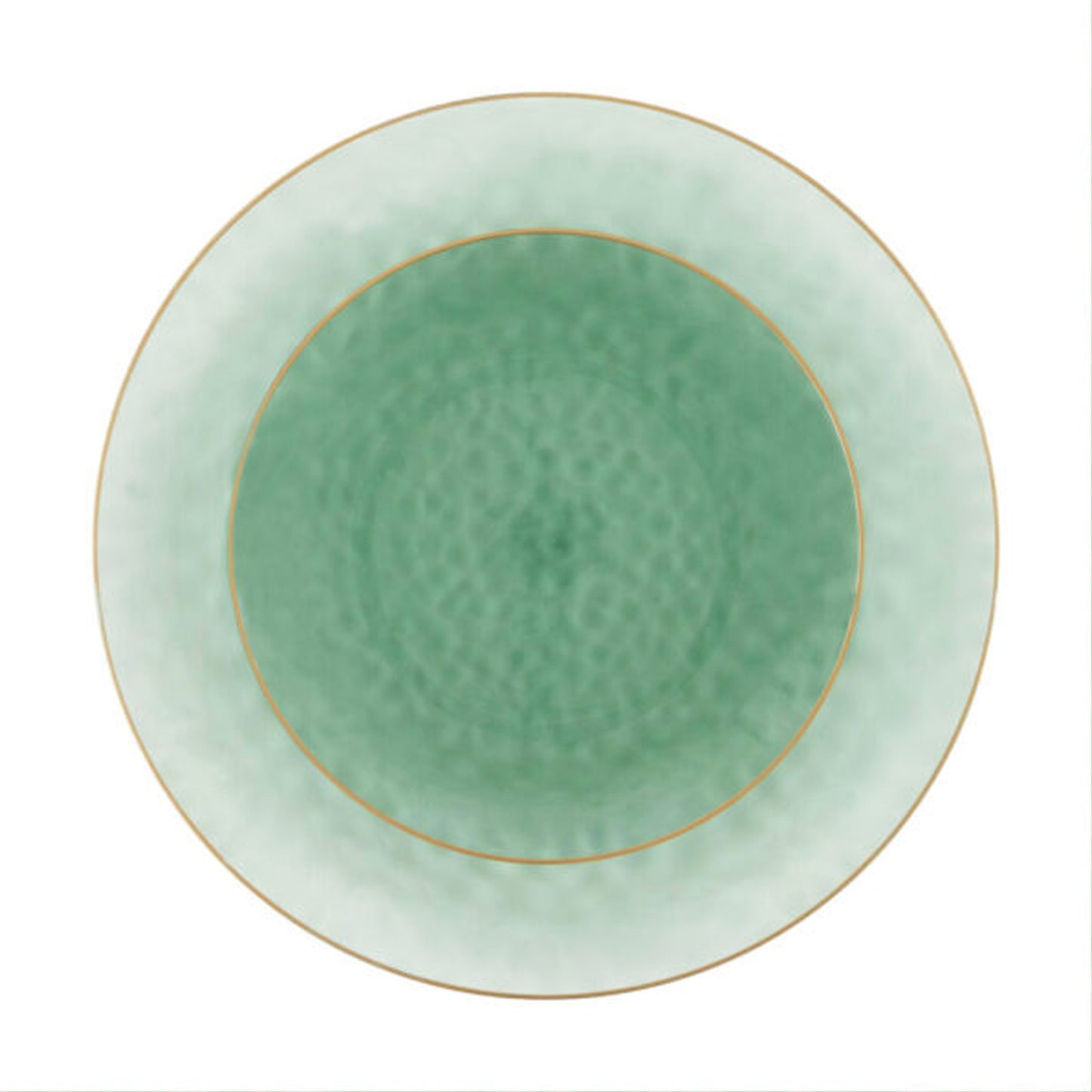 Organic Hammered Green Gold Rim 7″ Plates Tablesettings Blue Sky   