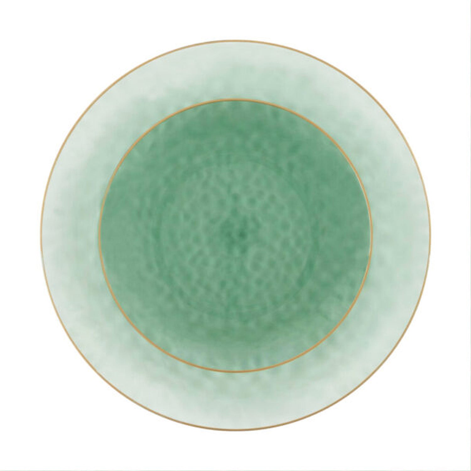 Organic Hammered Green Gold Rim 7″ Plates Tablesettings Blue Sky   