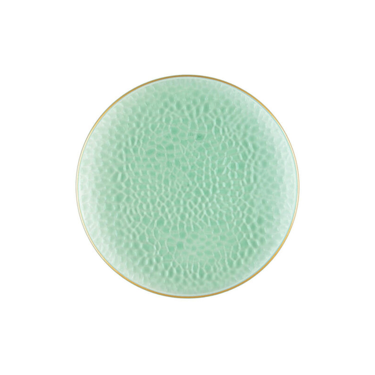 Organic Hammered Green Gold Rim 7″ Plates Tablesettings Blue Sky 10 Pieces  