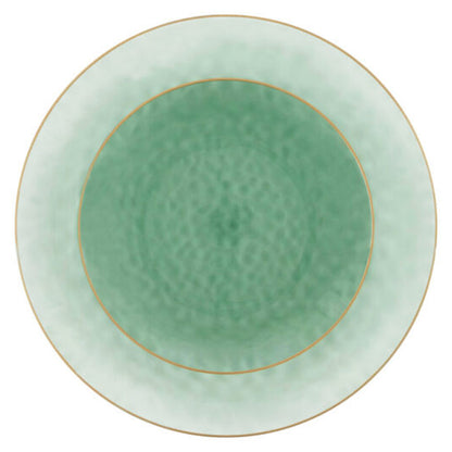 Organic Hammered Green Gold Rim 10″ Plates Tablesettings Blue Sky   
