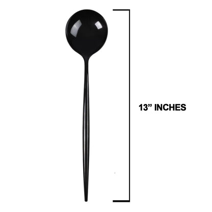 Novelty Serving Plastic Flatware Spoon & Spork Black 13" Tablesettings Blue Sky   