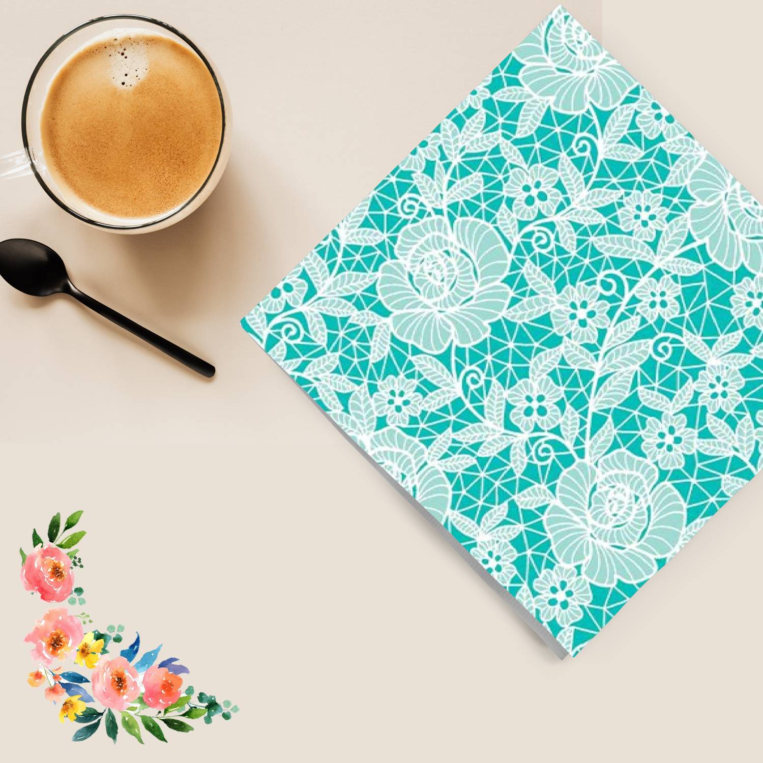 Blue Beauty Disposable Lunch Paper Napkins 20 Ct Tablesettings Nicole Fantini Collection   