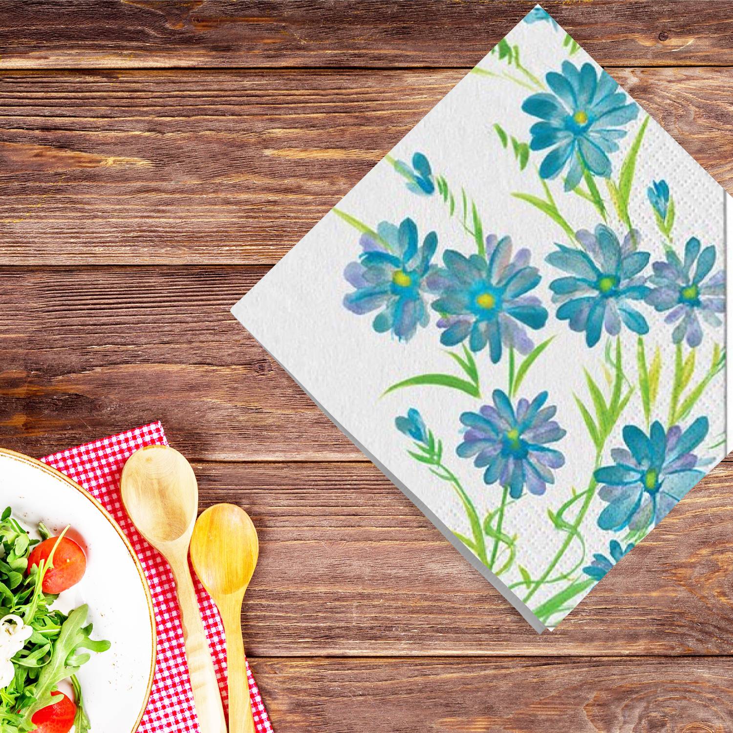 Blue Floral Lunch Napkins 40 count Tablesettings Nicole Collection   