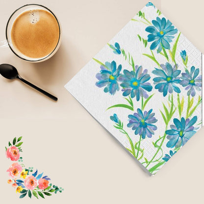 Blue Floral Lunch Napkins 40 count Tablesettings Nicole Collection   