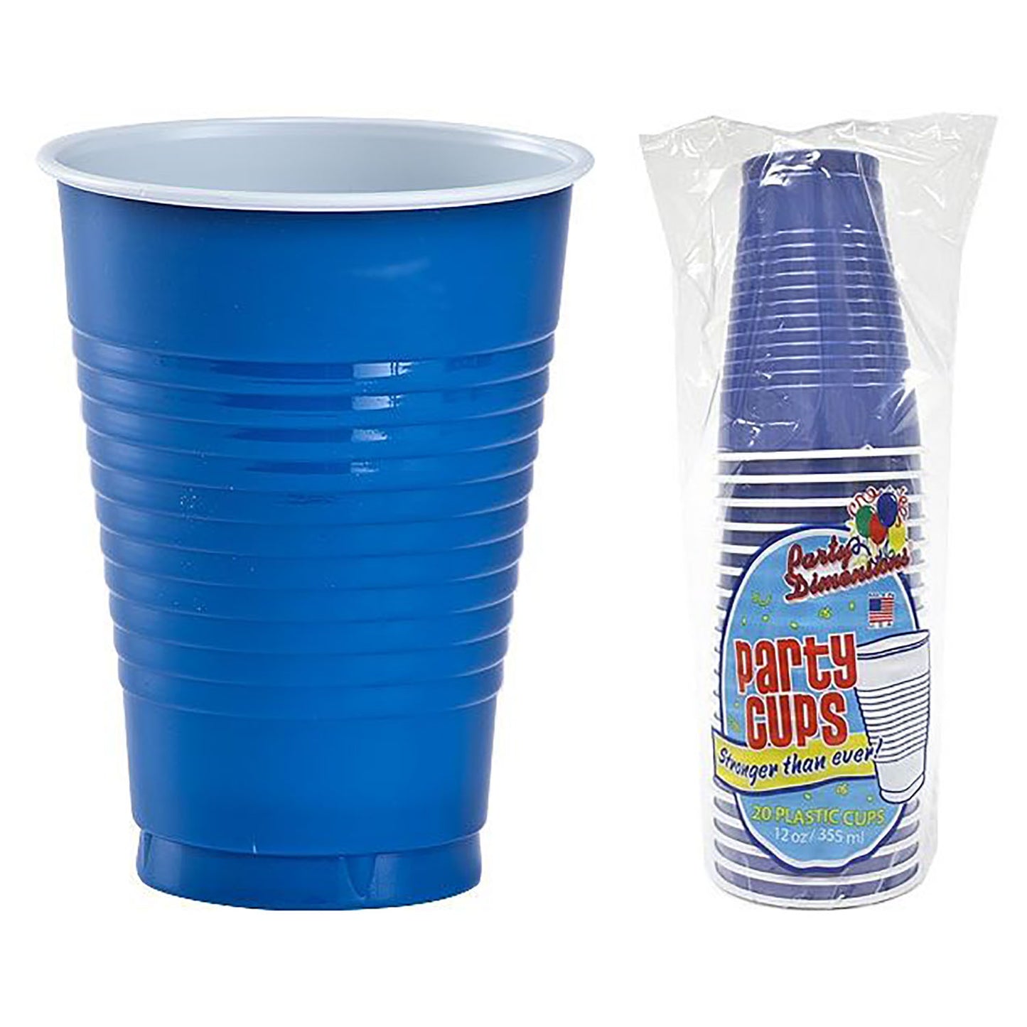 Blue Co-Ex Plastic Cup 12 oz Cups Party Dimensions   