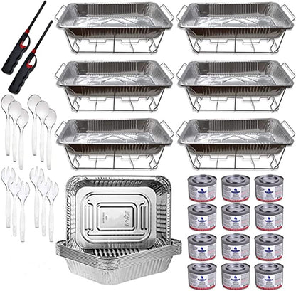 Nicole Fantini Collection Buffet Serving Kit Disposable Aluminum Chafing Dish Buffet Party Set 24pc