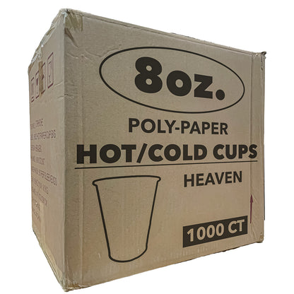 Case of Poly-Paper - 8 oz. - Disposable - Heaven - Hot/Cold Cups| 1000 ct. Paper Cups Nicole Collection   