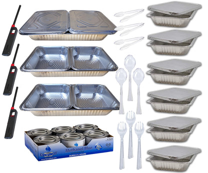 Nicole Fantini Collection Buffet Serving Kit Disposable Aluminum Chafing Dish Buffet Party Set 24pc