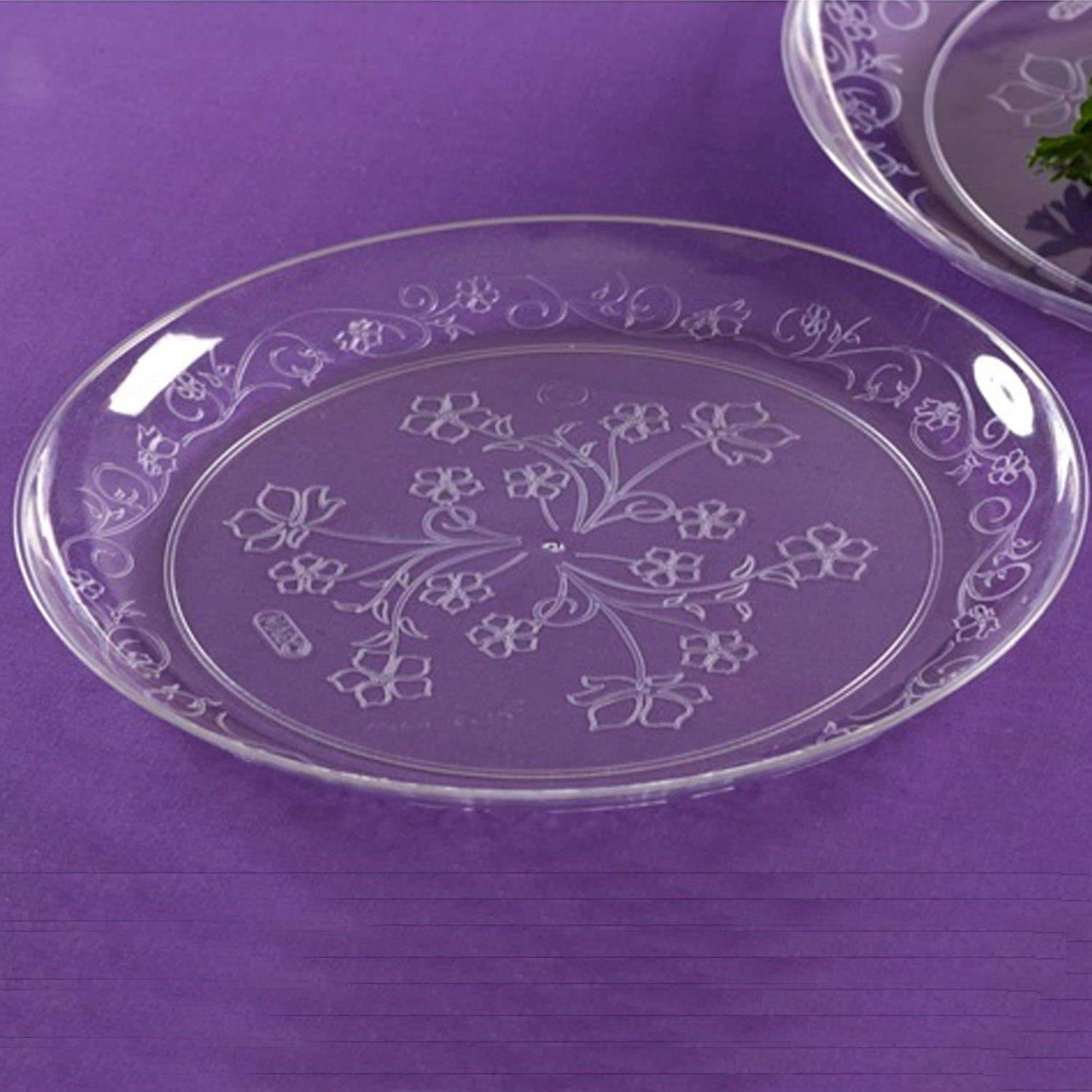 "BULK" D'vine Plastic Dinner Plate Heavyweight Clear 9" Elegant Plates Hanna K   