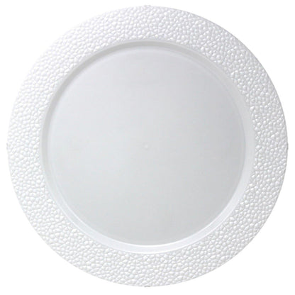 Charger Hammered Design Plates White 13" 2CT Tablesettings Decorline   