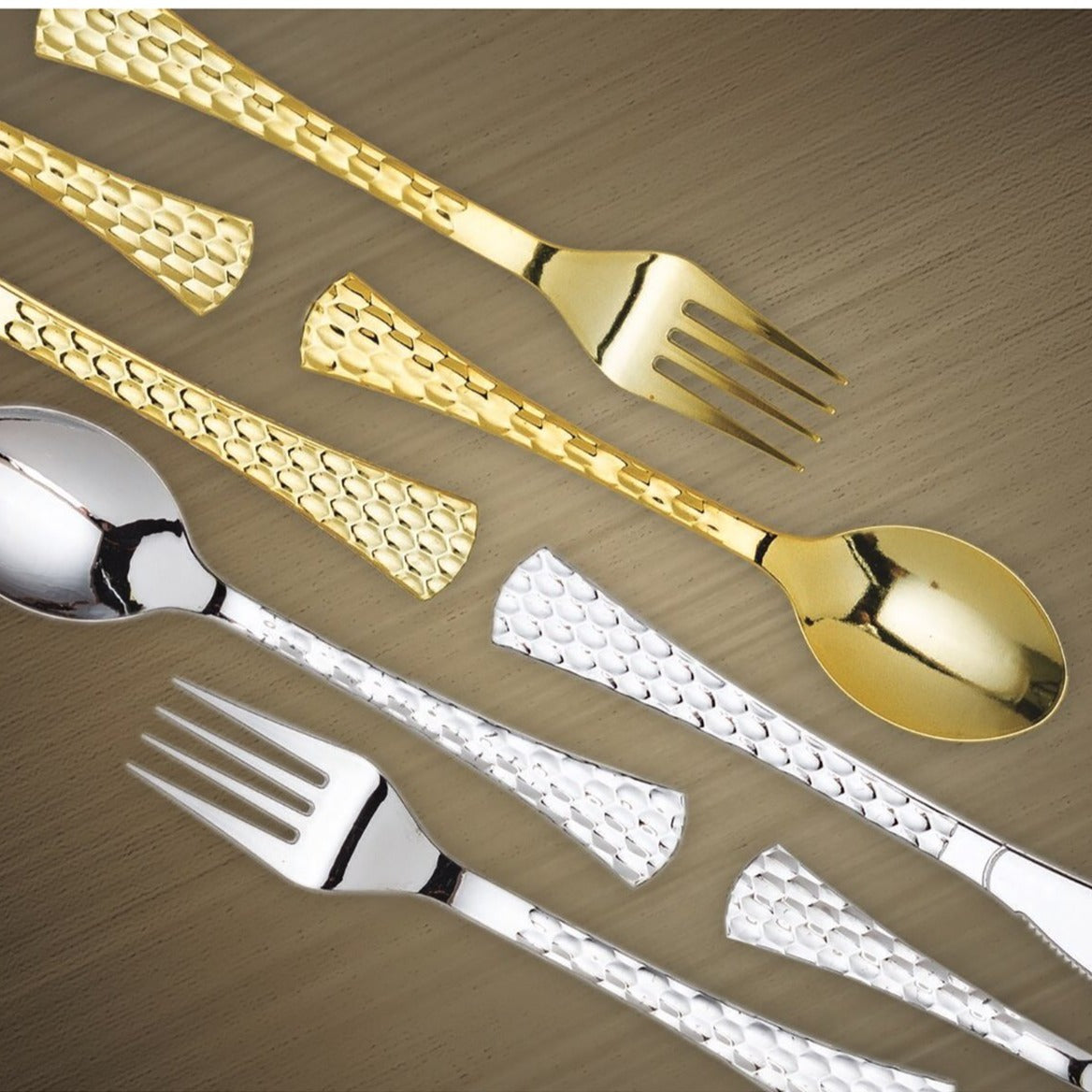 Glamour Collection Extra Heavyweight Disposable Tea Spoons Gold Tablesettings Decorline   
