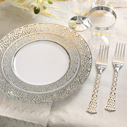 Glamour Collection Extra Heavyweight Disposable Forks Silver Tablesettings Decorline   