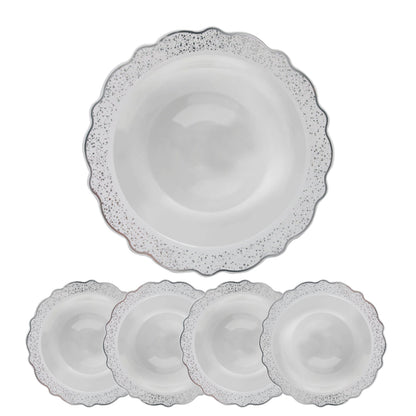 Confetti Collections Soup Bowls White Silver 12 oz Bowls Decorline   