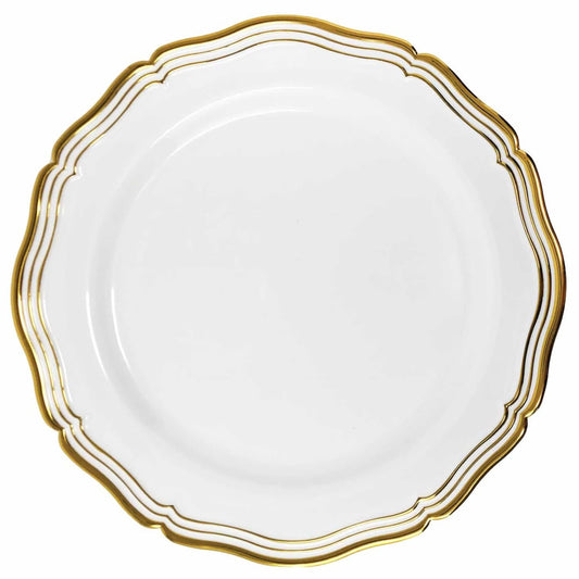 Aristocrat Collections Dinner Plate White & Gold 10.25" Plates Decorline   