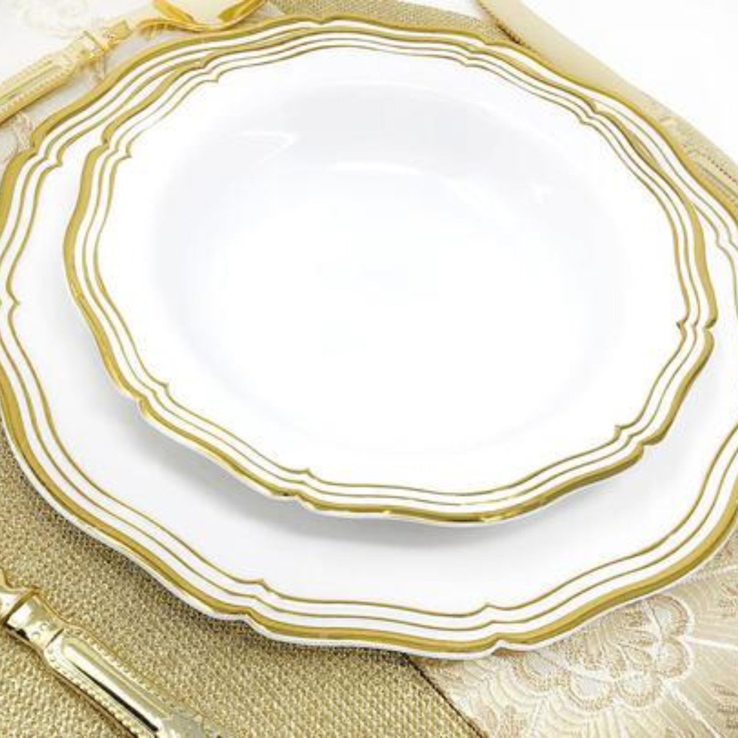Aristocrat Collections Salad Plate White & Gold 7.5" Plates Decorline   