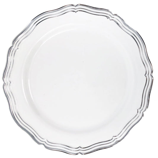 Aristocrat Collections Dinner Plate White & Silver 10" Plates Decorline   