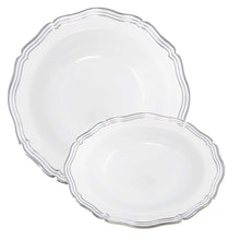 Aristocrat Collection Plastic Soup Bowls White & Silver 12 oz Tablesettings Decorline   