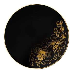 Orchid Collection Dinner Plate Black & Gold Novelty Tableware Package Set Plates Decorline   