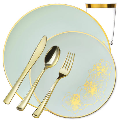 Orchid Collection Dinner Plate Antique Turquoise and Gold Tableware Package Plates Decorline 20  