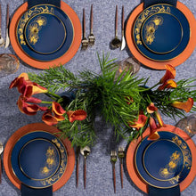 Orchid Collection Dinner Plate Royal Blue & Gold Tableware Package Plates Decorline   