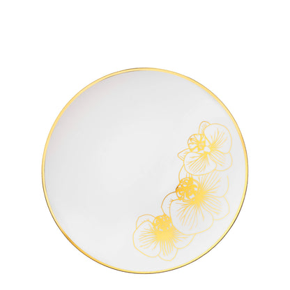 Orchid White and Gold Round Plastic Dinner Plates 7.5" Tablesettings Decorline   