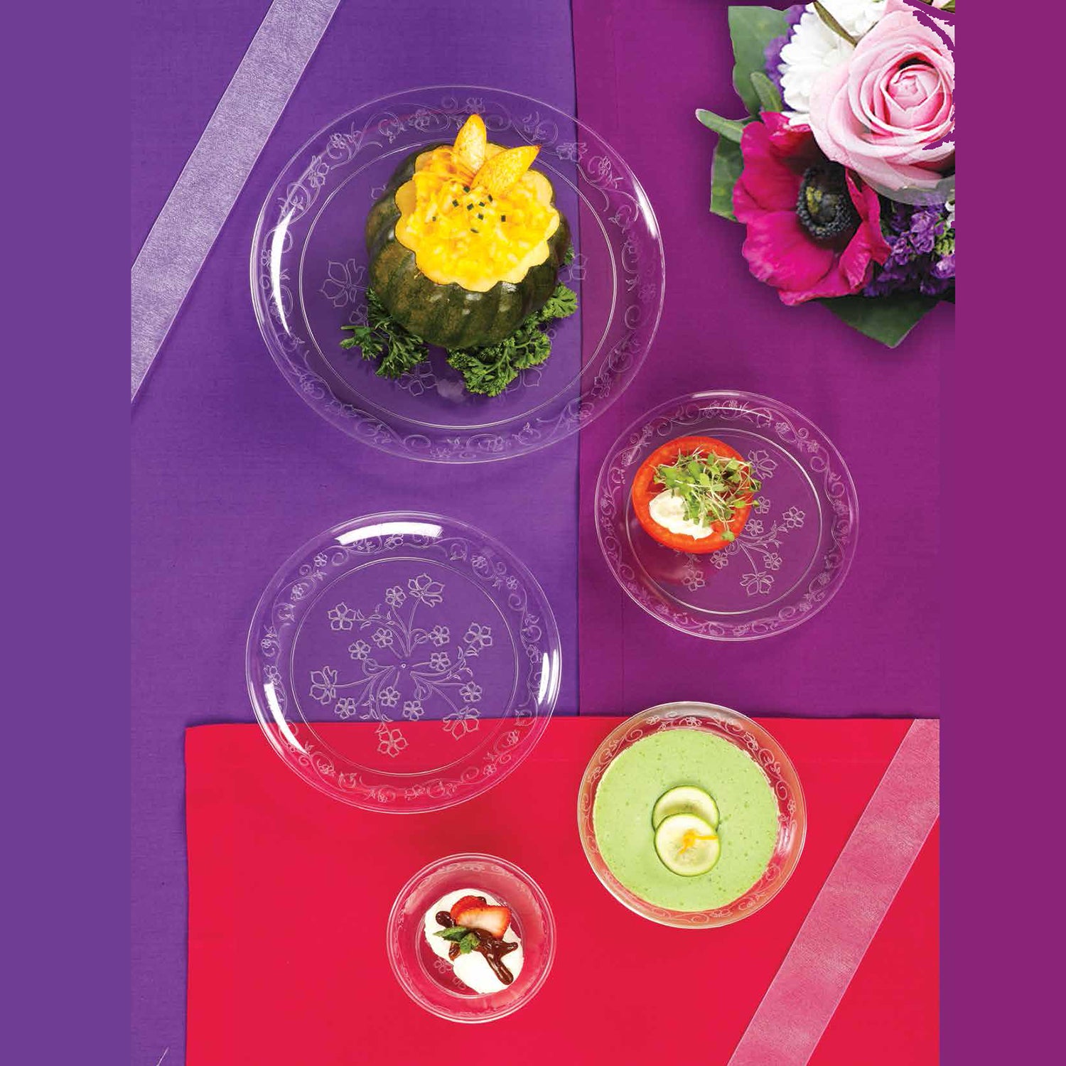 "BULK" D'Vine Plastic Salad Plate Heavyweight Clear 7" Elegant Plates Hanna K   