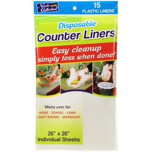 Disposable Plastic Counter Liners For Easy cleanup 26"X26" Disposable Nicole Collection   