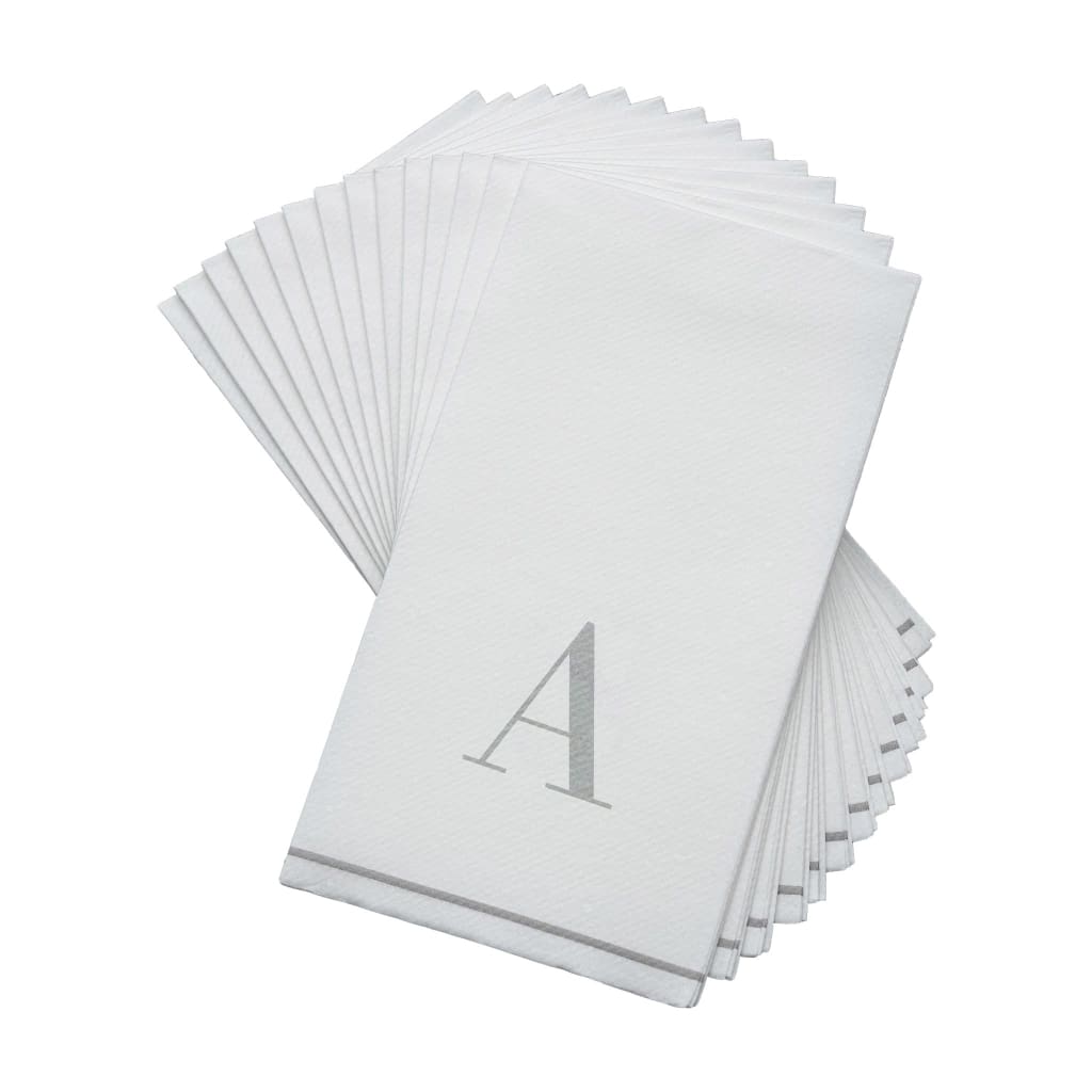 Letter A Silver Monogram Paper Disposable Dinner Napkins | 14 Napkins Napkins Luxe Party NYC   