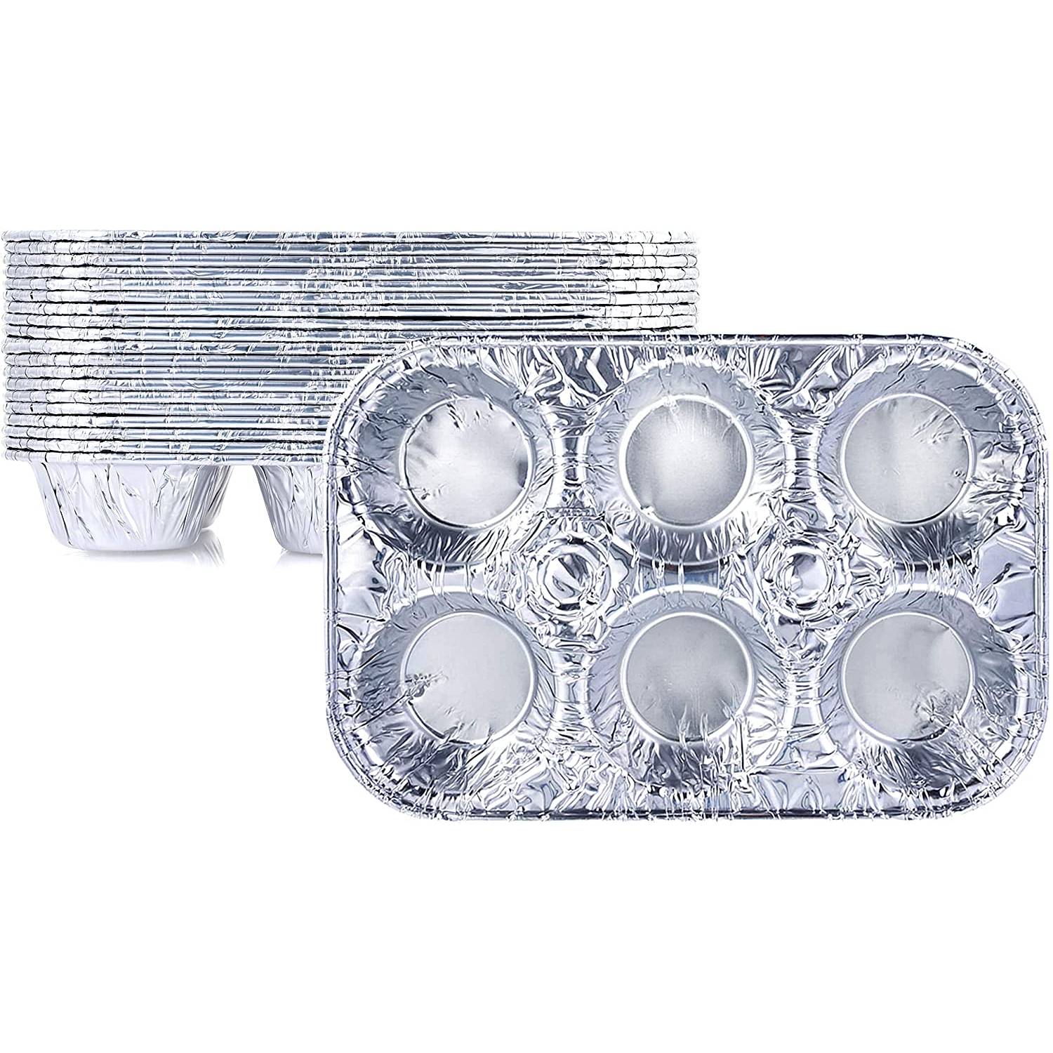 Disposable Aluminum Muffin Foil Pan 6 Cups Disposable Nicole Collection   