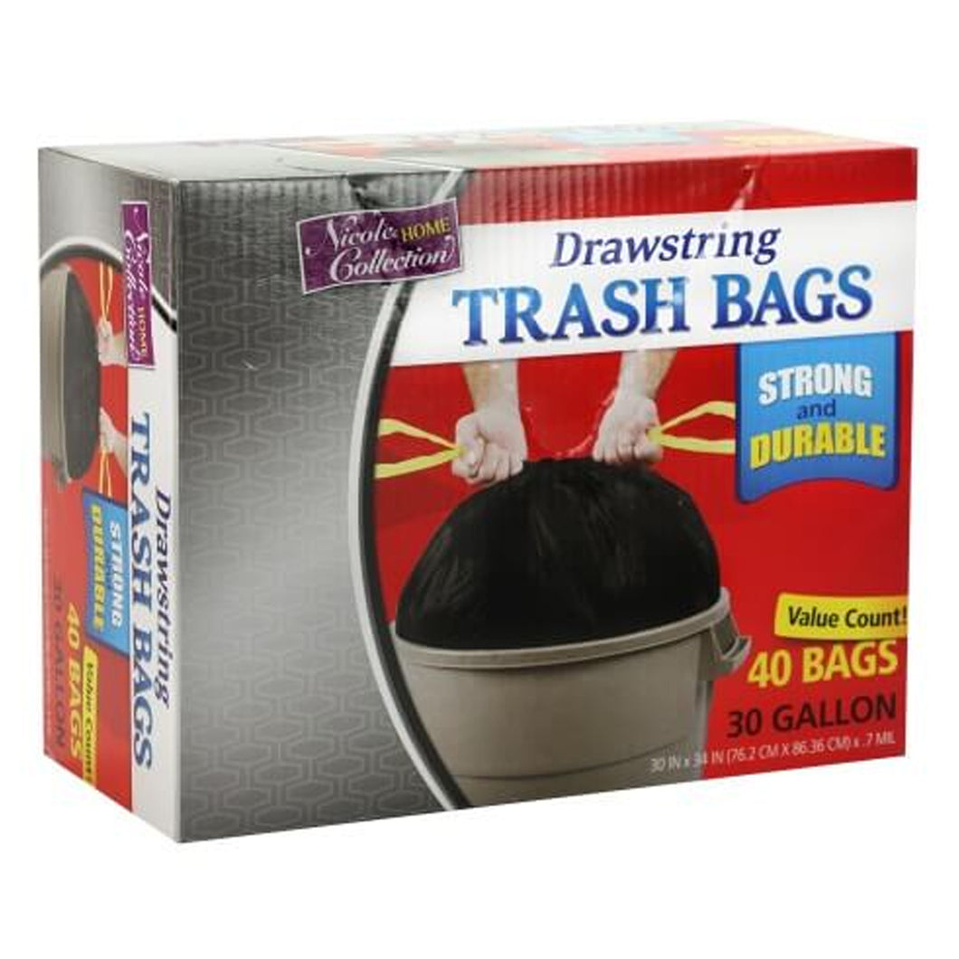 Nicole Home Collection Premium Heavy Weight Plastic Black Trash Bag 30 GAL Garbage Bags Nicole Collection   
