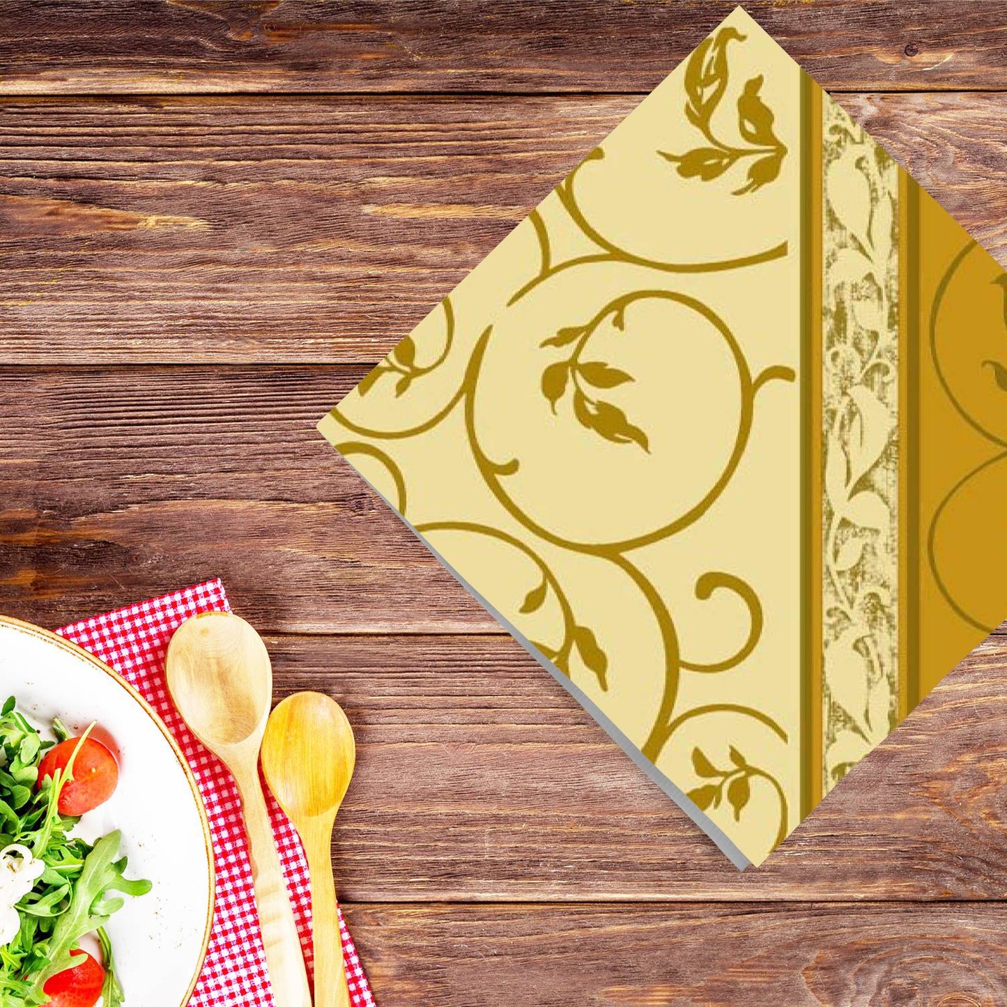 Golden Curlicue 2 Disposable Lunch Paper Napkins 20 Ct Tablesettings Nicole Fantini Collection   