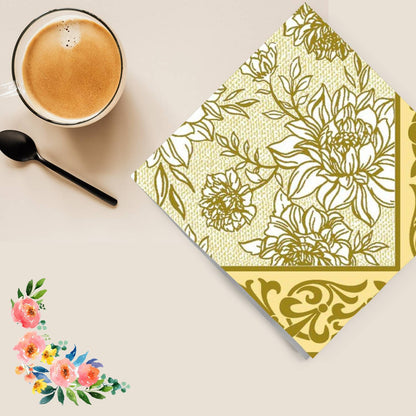 Golden Peach Petal Pride Disposable Lunch Paper Napkins 20 Ct Tablesettings Nicole Fantini Collection   