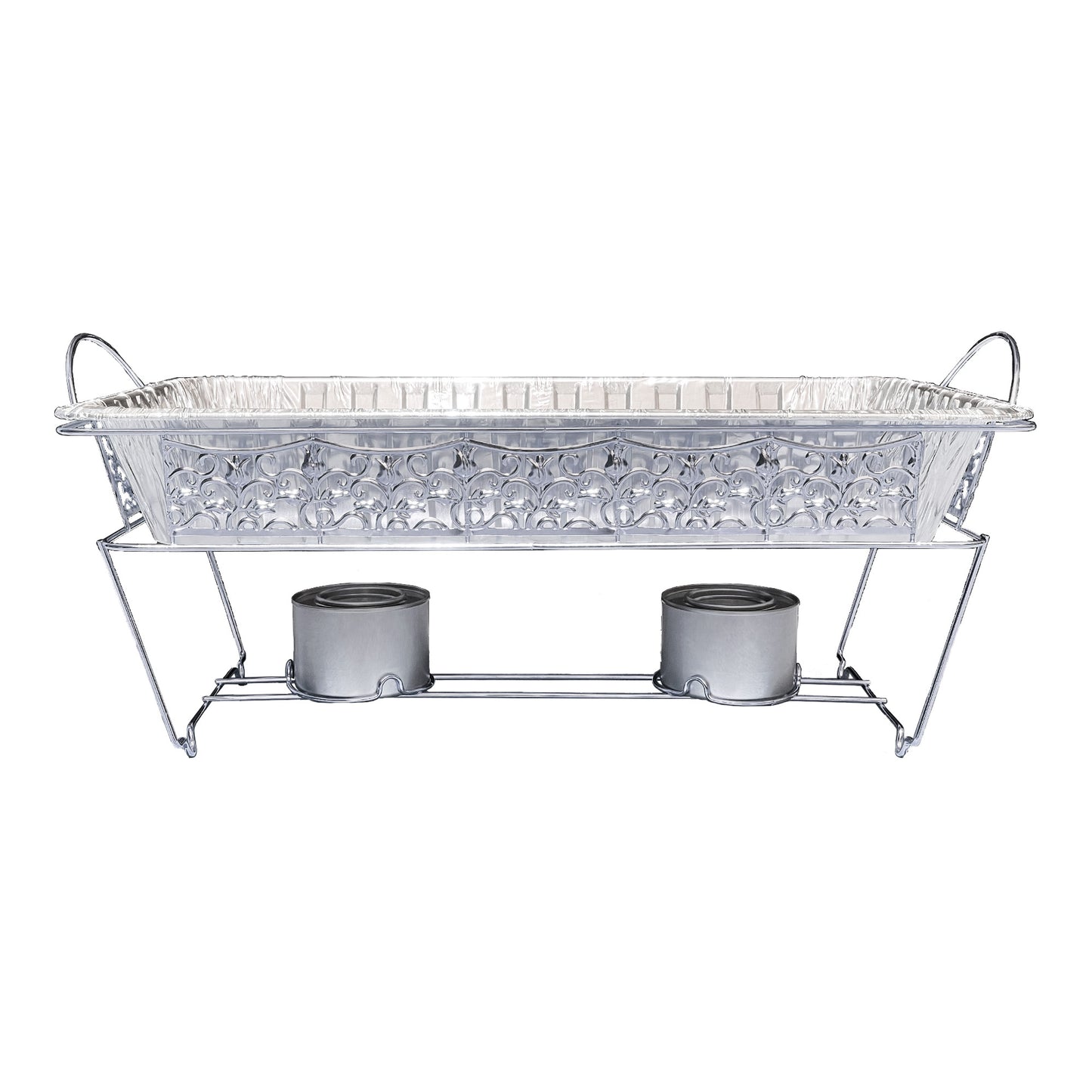 Hanna K. Signature Elements Decorative Disposable Silver Chafing Rack Disposable Hanna K   