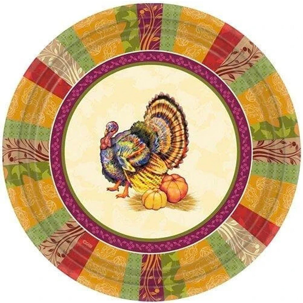 Fall Turkey Heavyweight Dinner Paper Plates 10.25