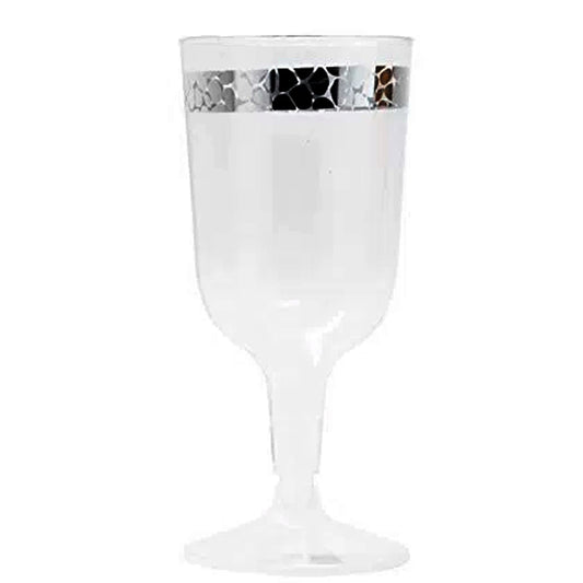 SALE Hammered Collection Plastic Wine Cups Silver 10 oz 10 Count Cups Decorline   