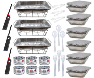 Buffet Serving Kit Disposable Aluminum Chafing Dish Party Set 36PC Disposable Nicole Fantini Collection   