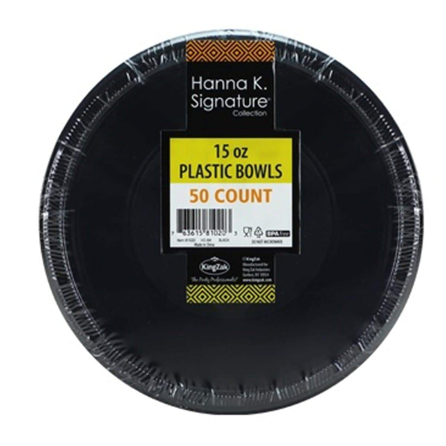 Hanna K. Signature Plastic Bowl Black 15 oz Bowls Hanna K Signature   