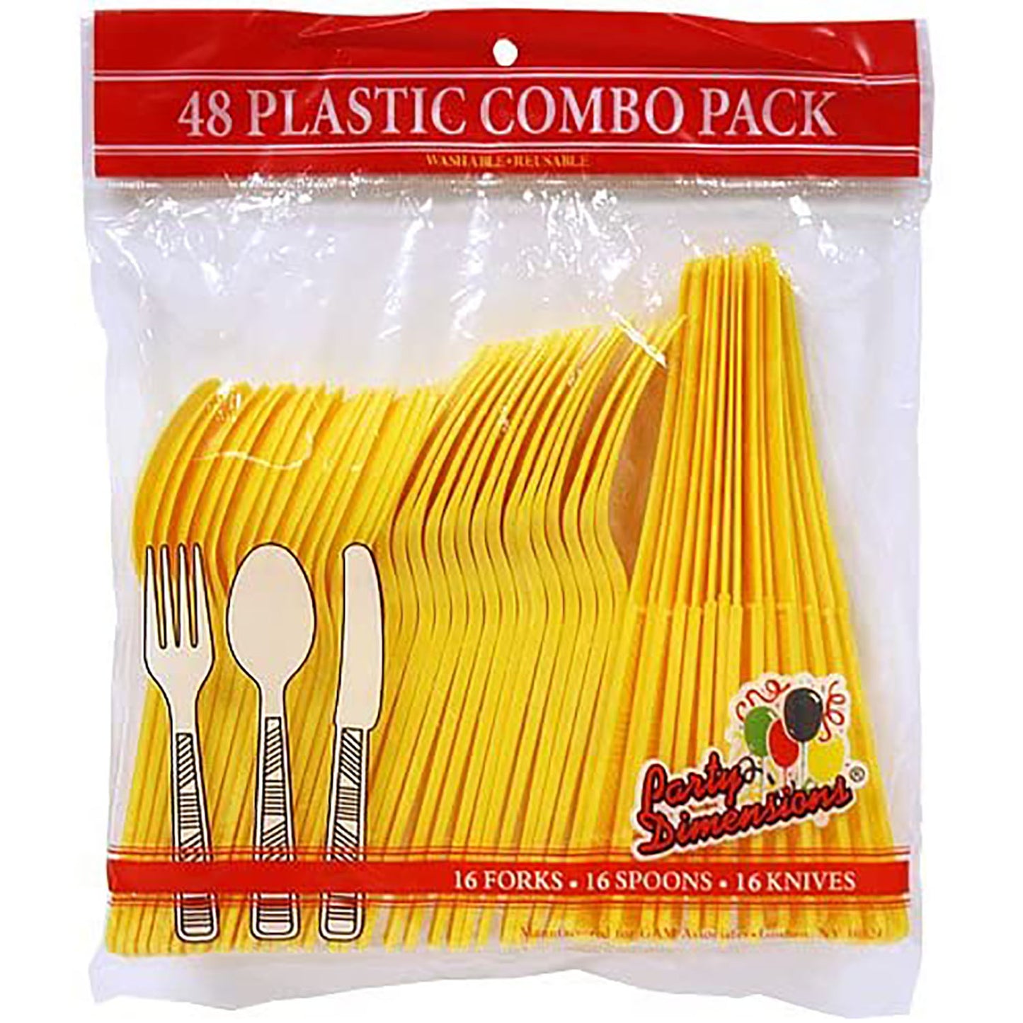 Sunshine Yellow Combo Cutlery Cutlery Party Dimensions   