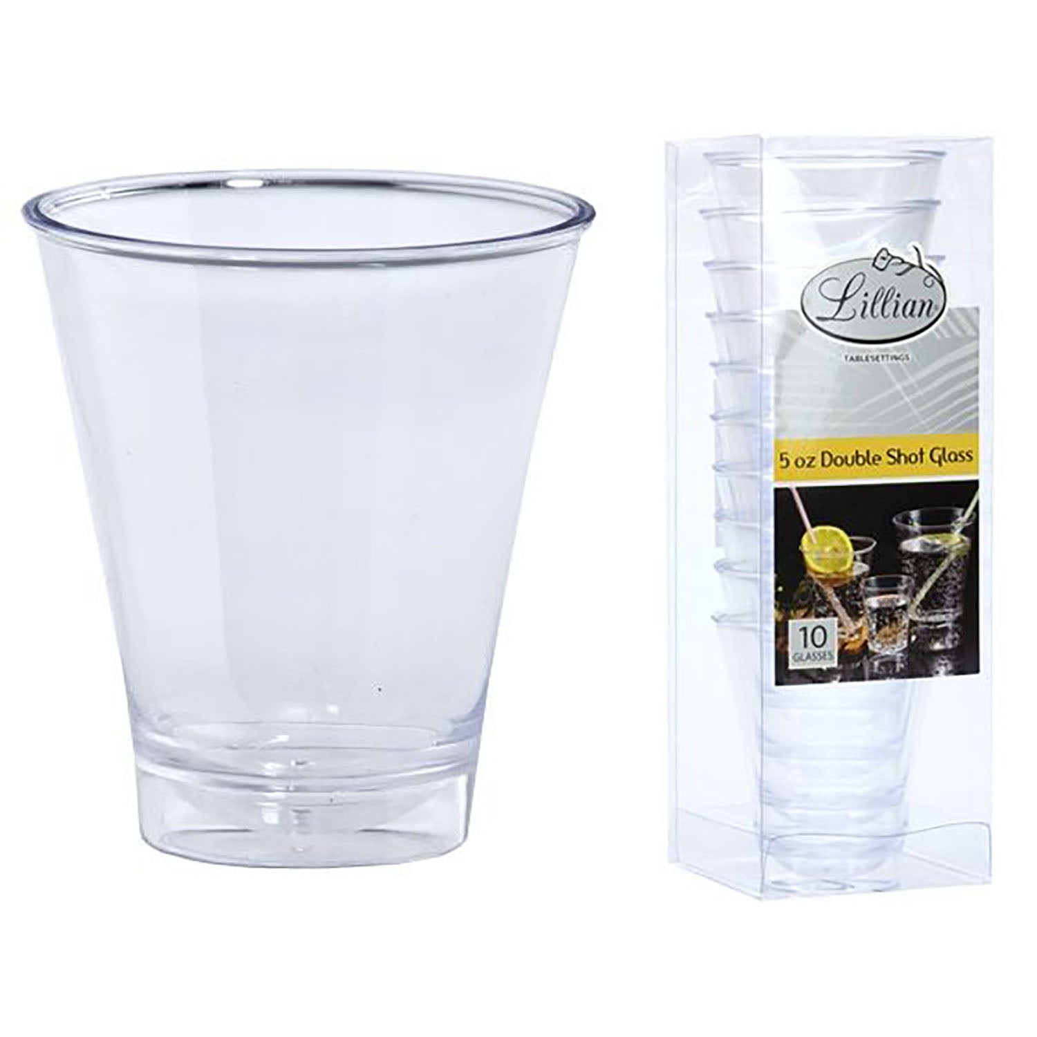 Clear XTRA HEAVY WEIGHT Plastic Double Shot Cup 5 oz Cups Lillian   