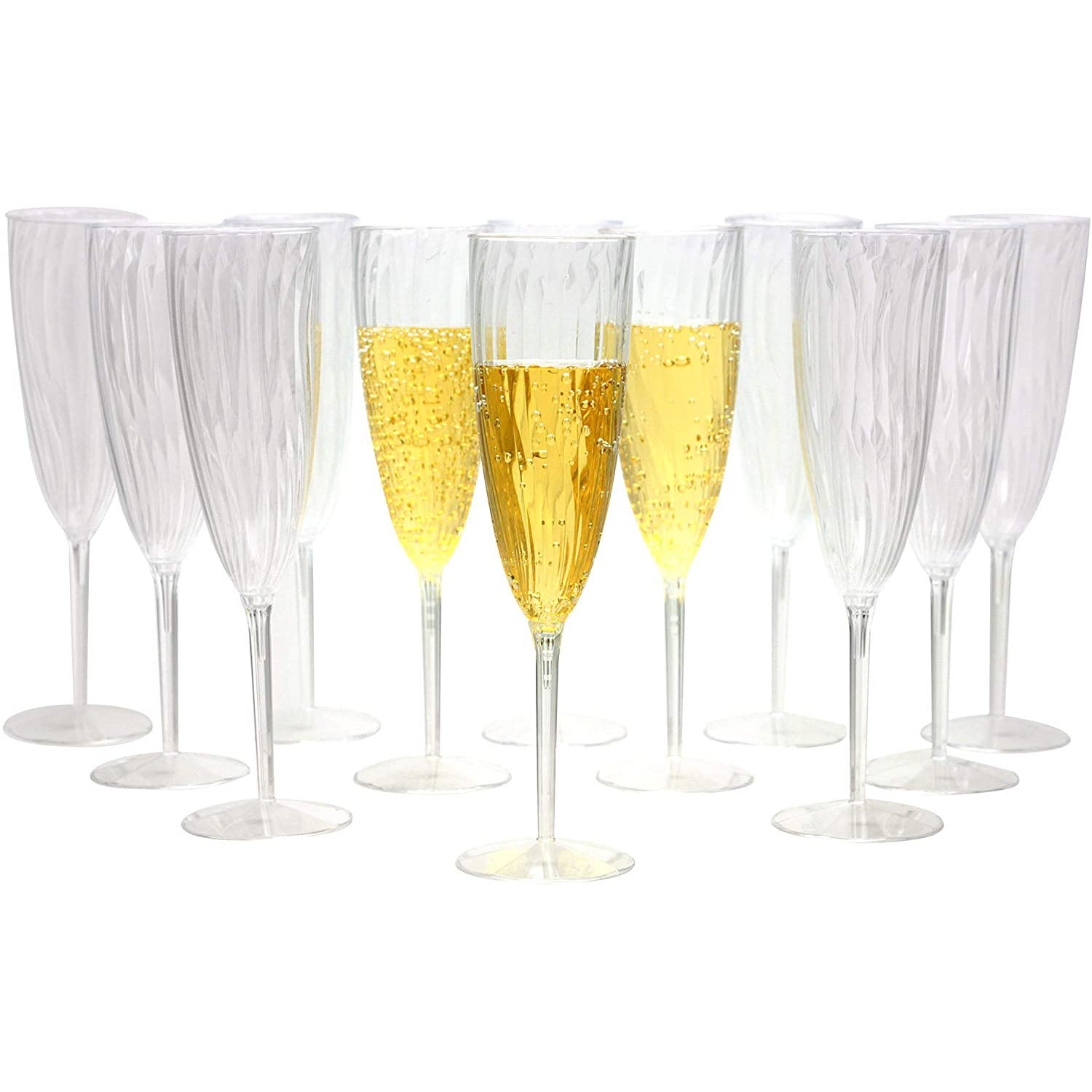 Elsjoy Set of 8 Acrylic Champagne Flutes, 6 Oz Unbreakable