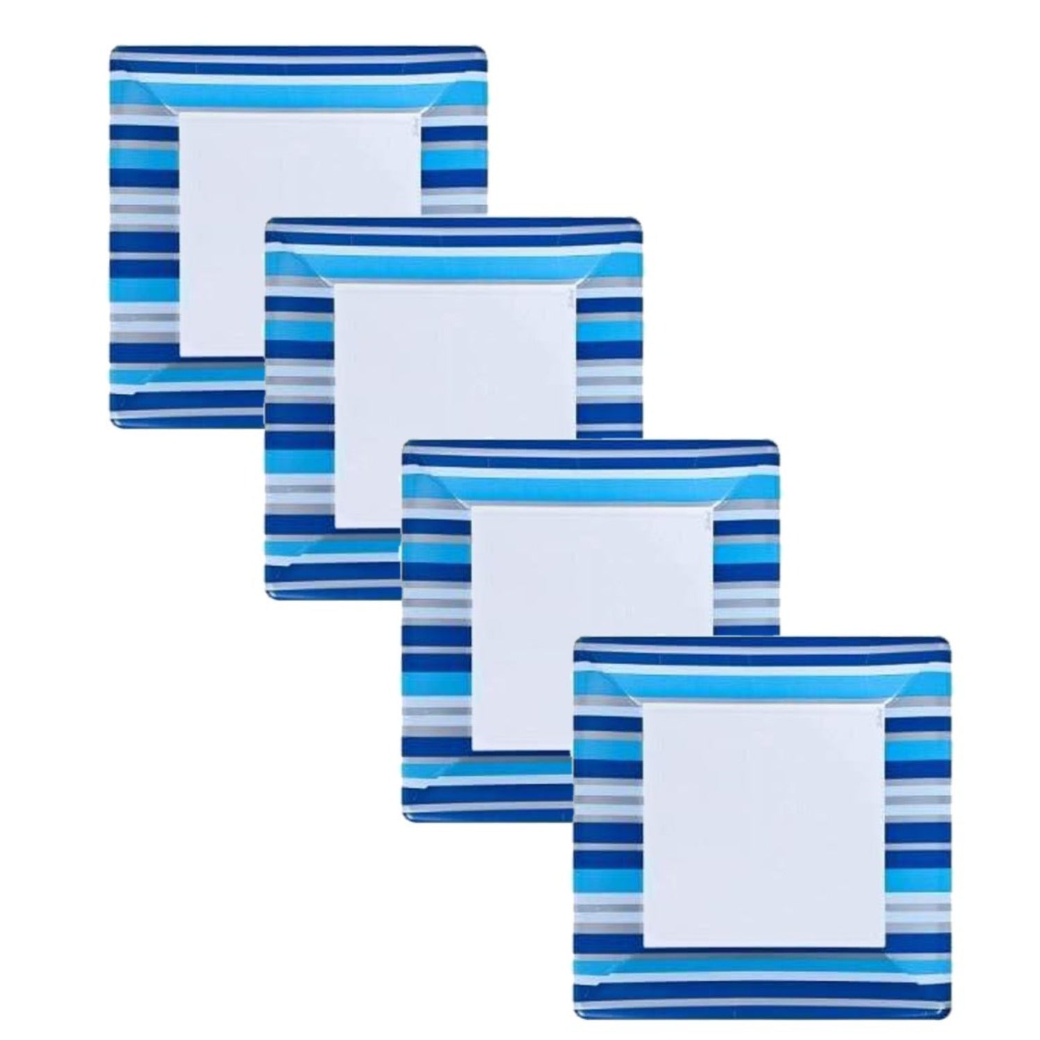 SALE Blue Stripe Square Plates 7" 24 count  Lillian   
