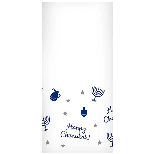 Happy Chanukah Plastic Heavyweight Blue Tablecover 54" x 108" 1count Table Cover Hanna K   