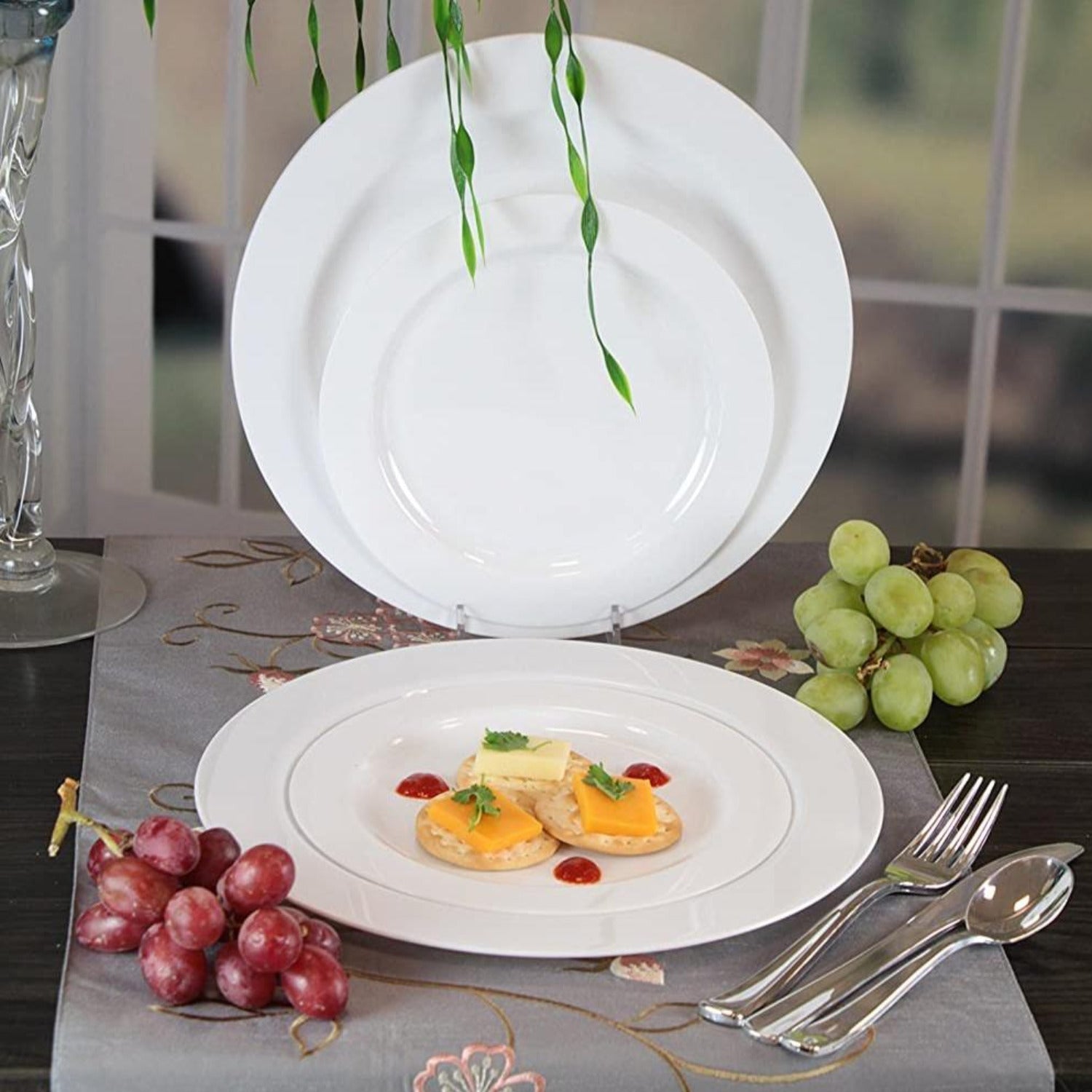 "BULK" Magnificence Heavy weight Plastic 7.25" Salad Plate Value pack Pearl White Plastic Plates Lillian Tablesettings   