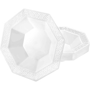 Lillian Tablesettings Lacetagon Plastic Bowl Pearl White 96 oz Serverware Lillian   
