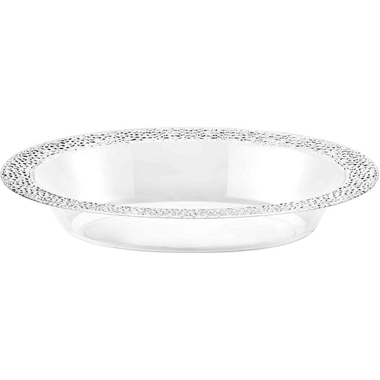 Lillian Tablesetting Pebbled Plastic Oval Serving Bowl Clear 15 oz Serverware Lillian   